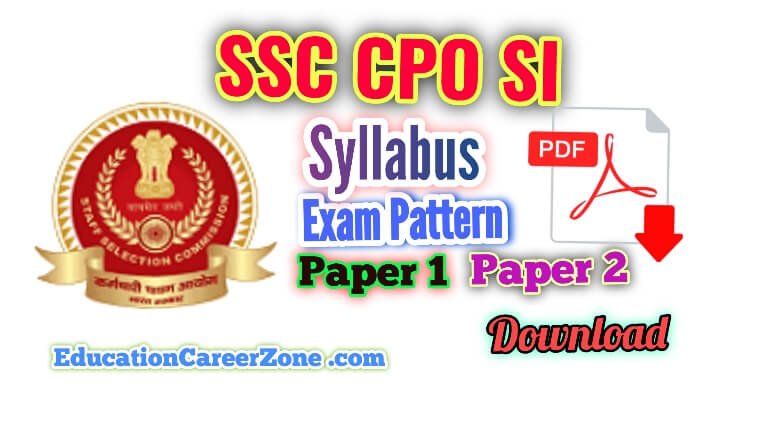 [2025] SSC CPO SI Syllabus in hindi and English pdf Download ...